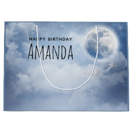 スワンズの美しい青飛んでいるい空誕生日 ラージペーパーバッグ