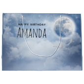 スワンズの美しい青飛んでいるい空誕生日 ラージペーパーバッグ (裏面)