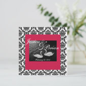 スワンズま結婚たは婚約招待状ダマスクレ 招待状 (スタンド正面)