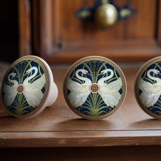 スワンズウォルタークレーン金ゴールドブルーアールヌーボー セラミックノブ