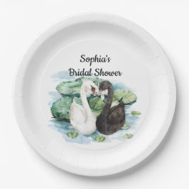 スワンズウォーターリリーレイクロマンチックブライダルシャワー ペーパープレート