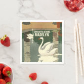 スワンズオンザレイクオフィッシュアンティークホワイト スタンダードカクテルナプキン (インサイチュ)