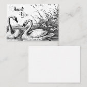 スワンズカップルオンレイクサンキューカード ノートカード (正面/裏面)