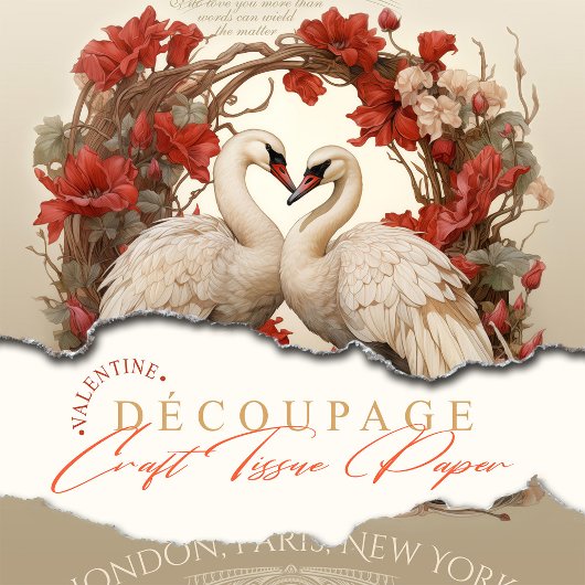 スワンズヴィンテージみすぼらしいシックなフローラデコパージュ 薄葉紙