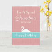 スワンハッピーバースデーカード – ピンク カード (黄色い花)