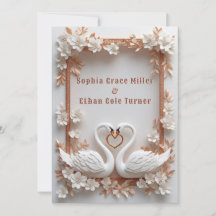 💍 スワンハートの結婚式装飾 - 花のフレーム付き 💍