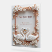 💍 スワンハートの結婚式飾りとフラワーフレーム 💍 アクリルサイン (傾斜)