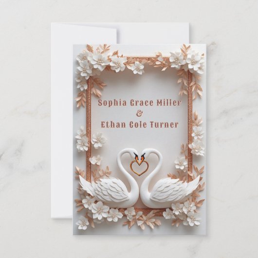 💍 スワンハートの結婚式飾りとフラワーフレーム 💍 セーブザデート (正面)