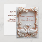 💍 スワンハートの結婚式飾りとフラワーフレーム 💍 セーブザデート (正面/裏面)