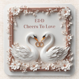 🕊️ スワンハートフラワーフレーム 結婚式コレクション 🕊️ コースター