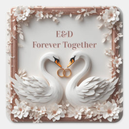 🕊️ スワンハートフラワーフレーム 結婚式コレクション 🕊️ スクエアシール