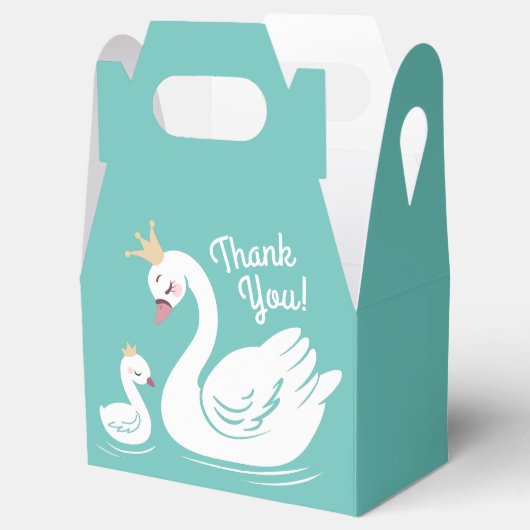 スワンバースデーパーティーティール（緑がかった色） フェイバーボックス (オープン)