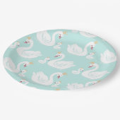 スワンバースデーパーティーティール(緑がかった色) ペーパープレート (アングル)