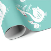 スワンバースデーパーティーティール(緑がかった色) ラッピングペーパー (ロールコーナー)