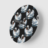 スワンバーズパターンデザイン ラウンド壁時計 (傾斜)