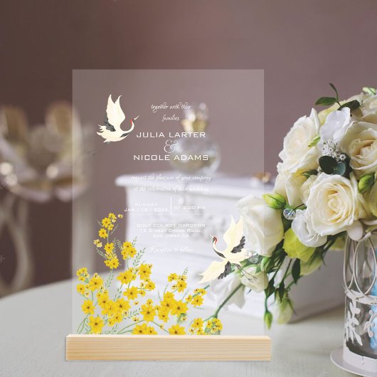 スワンバーズパラダイス春花模様結婚ズ アクリル招待状