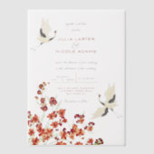 スワンバーズパラダイス春花模様結婚ズ ベラム紙招待状 (正面)