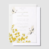 スワンバーズパラダイス春花模様結婚ズ ベラム紙招待状 (オフセット)