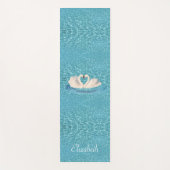 スワンパーソナライズされたズ&ターコイズ ヨガマット (正面)