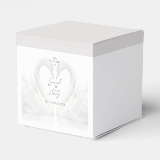 スワンパーソナライズされた結婚式の引き出物箱 フェイバーボックス (裏面サイド)