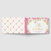 スワンピンクと金ゴールドバラベビーシャワー ゲストブック (全面)