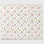 スワンピンクと金ゴールドフローラバラ ラッピングペーパー (フラット)