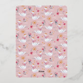 スワンピンクの赤ちゃんシャワーの招待状 箔招待状 (裏面)