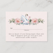 スワンピンクリボンエレガントフローラガールベビーシャワー エンクロージャーカード (裏面)