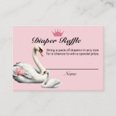 スワンピンクロータスフローラベビーシャワーおむつラッフル エンクロージャーカード (正面)