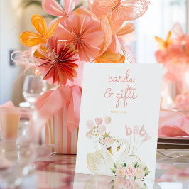 スワンピンク赤ちゃんシャワーギフト&カード 台座サイン