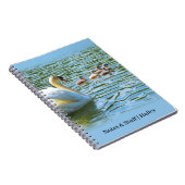 スワンファミリーオンレイクブルーパーソナライズされたノート ノートブック (右側)