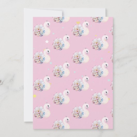 スワンフラワークラウンレインボーハートスターズ誕生日 招待状 (裏面)