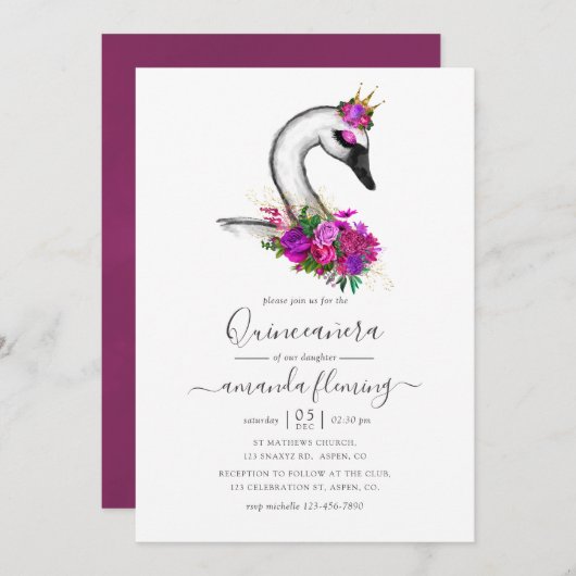 スワンフローラキンセアニェラ 招待状 (正面/裏面)