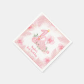 スワンフローラフェザーピンクホワイトガール1st誕生日 スタンダードカクテルナプキン (角)