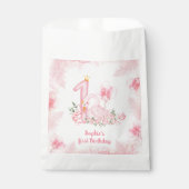 スワンフローラフェザーピンクホワイトガール1st誕生日 フェイバーバッグ (正面)