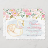 スワンフローラ最初の誕生日招待状 招待状 (正面/裏面)