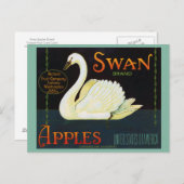 スワンブランドアップルワシントン州クレートラベル ポストカード (正面/裏面)