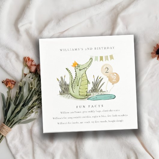 スワンプアリゲーターの可愛いチョンプアリゲーターおもしろいファクト誕生日 スタンダードカクテルナプキン