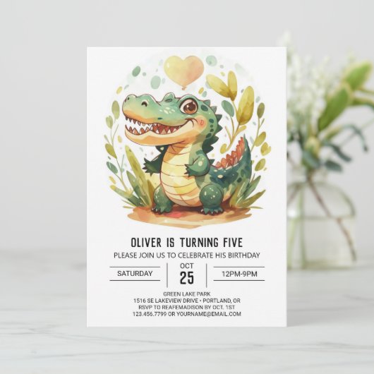 スワンプキッズクロコダイル誕生日 招待状 (スタンド正面)