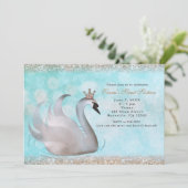 スワンプリンセスグリッターバースデーパーティ招待状 招待状 (スタンド正面)