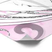 スワンプリンセスシルバーホワイトピンクベビーシャワーパーティー ポスター (角)