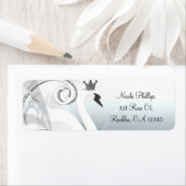 スワンプリンセスシルバー&ホワイトエレガント招待状 ラベル (インサイチュ)