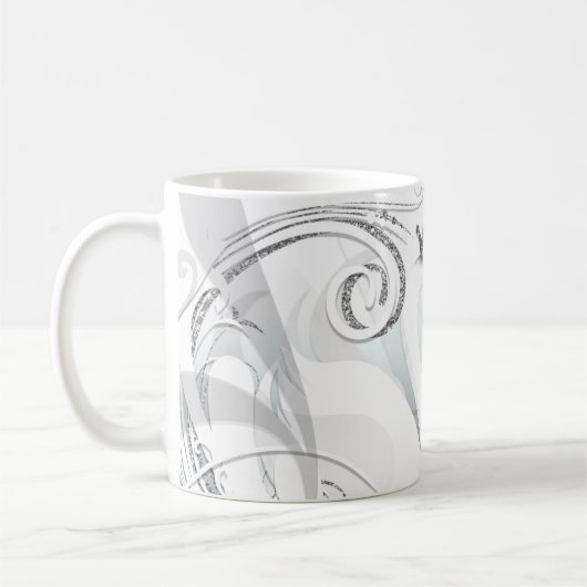 スワンプリンセスシルバー&ホワイトスワールシックおとぎ話 コーヒーマグカップ (左)