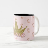 スワンプリンセスバレエスリッパ金ゴールドグリッタークラウン ツートーンマグカップ (正面右)