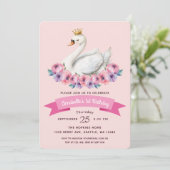 スワンプリンセスピンクウォーターカラーガール1st誕生日 招待状 (スタンド正面)