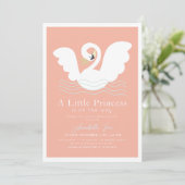 スワンプリンセスピンクモダンガールベビーシャワー 招待状 (スタンド正面)