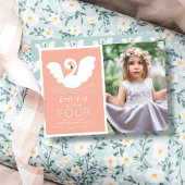 スワンプリンセスピンクモダンガール誕生日写真 招待状