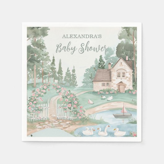 スワンプリンセスベビーシャワー スタンダードカクテルナプキン (正面)