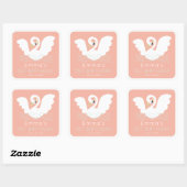 スワンプリンセスモダンピンクガール誕生日 スクエアシール (シート)