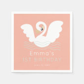 スワンプリンセスモダンピンクガール誕生日 スタンダードカクテルナプキン (正面)